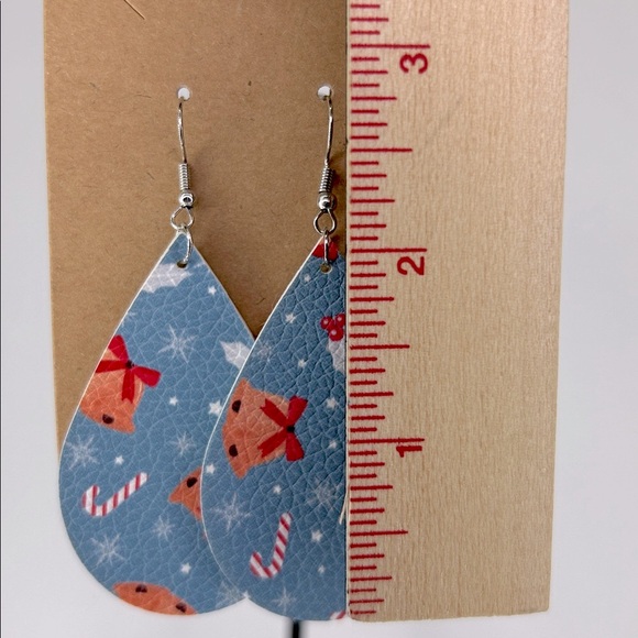 Faux Leather Teardrop Earrings Christmas - Picture 2 of 4
